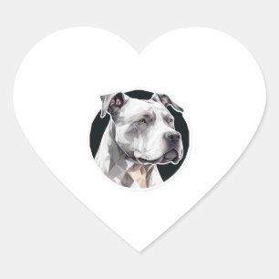 Sticker Cœur Visage de chien Pitbull