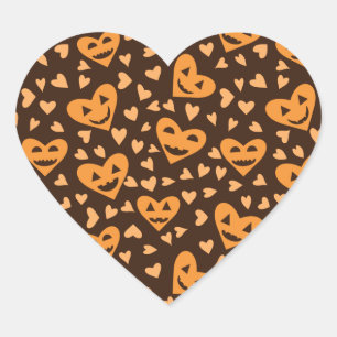 Sticker Cœur Visage de citrouille d'Halloween en forme de cœur