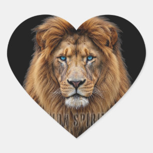 Sticker Cœur Visage de lion majestueux aux yeux bleus Faune A
