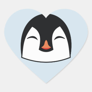 Sticker Cœur Visage de pingouin