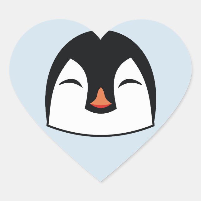 Sticker Cœur Visage de pingouin (Devant)