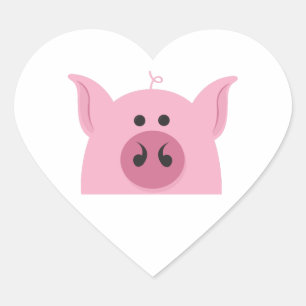 Sticker Cœur Visage de porc