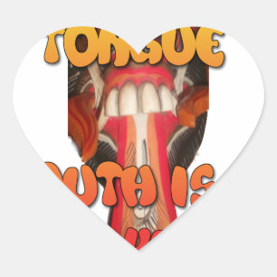 Sticker Cœur Visage idiot : Humour d'expression de langue de so