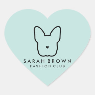 Sticker Cœur Visage Mignon Bouledogue Français