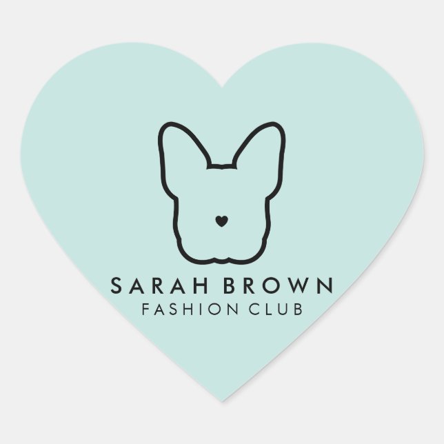 Sticker Cœur Visage Mignon Bouledogue Français (Devant)