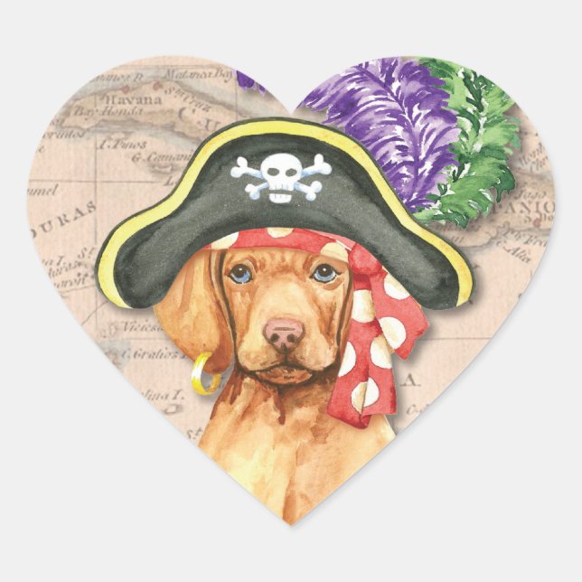 Sticker Cœur Vizsla Pirate (Devant)