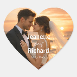 Sticker Cœur Vœux de mariage romantique sur la plage au coucher