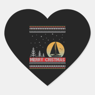 Sticker Cœur Voilier Voile Vilant Vilain Noël Vilain Cadeau