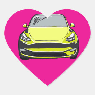 Sticker Cœur Voiture Jaune Électrique VUS Dessin Coeur