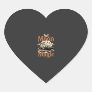 Sticker Cœur Voiture Vintage Magie Pleine Lune Halloween