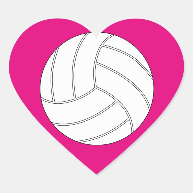 Sticker Cœur Volleyball Cute Coeur Formé Couleur Personnalisée  (Devant)