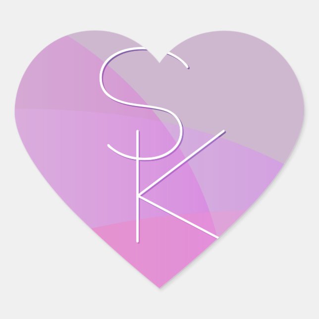 Sticker Cœur Vos initiales de chevauchement | Géométrique rose  (Devant)