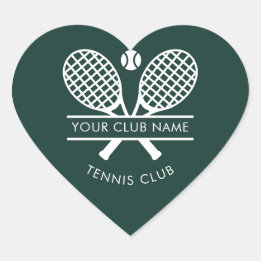 Sticker Cœur Votre Club de sport Nom Tennis Vert N'importe quel