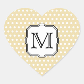 Sticker Cœur Votre Lettre. Monogramme personnalisé. Polka Beige