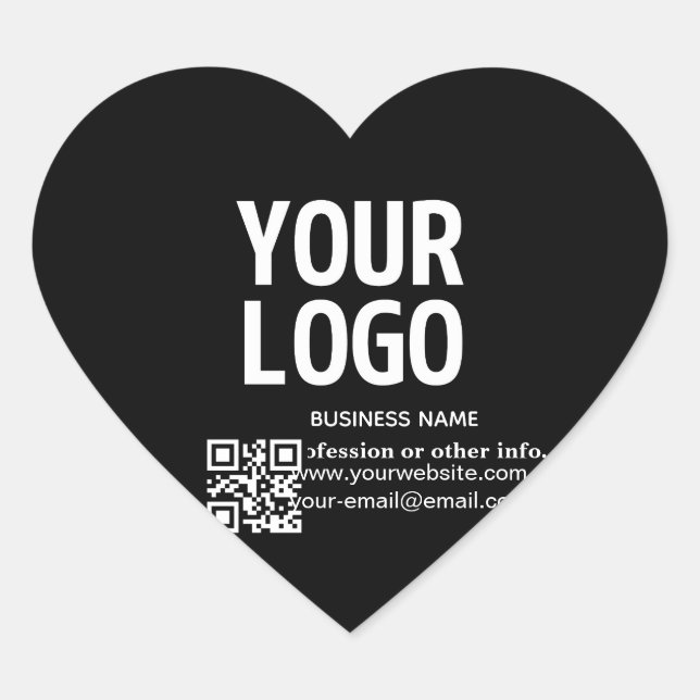 Sticker Cœur Votre logo avec code QR et texte modifiables  (Devant)