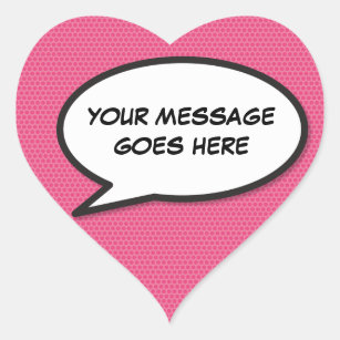 Sticker Cœur Votre message Voix Bubble Amusant Retro Comique Li