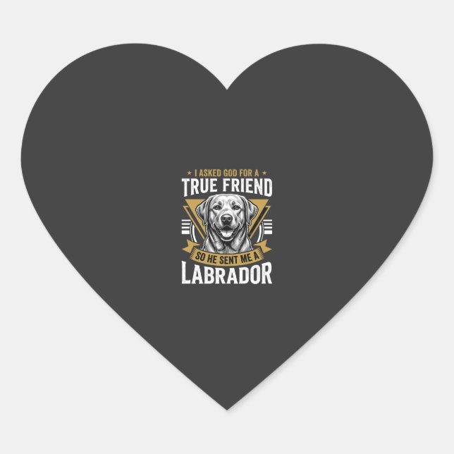 Sticker Cœur Vrai chien Labrador ami (Devant)