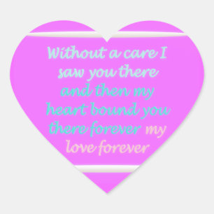 Sticker Cœur Vrai romance poème motif rose