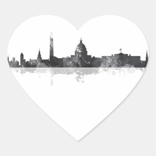 STICKER CŒUR WASHINGTON DC SKYLINE