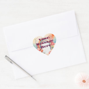 Sticker Cœur Watercolor Rainbow Bliss Party
