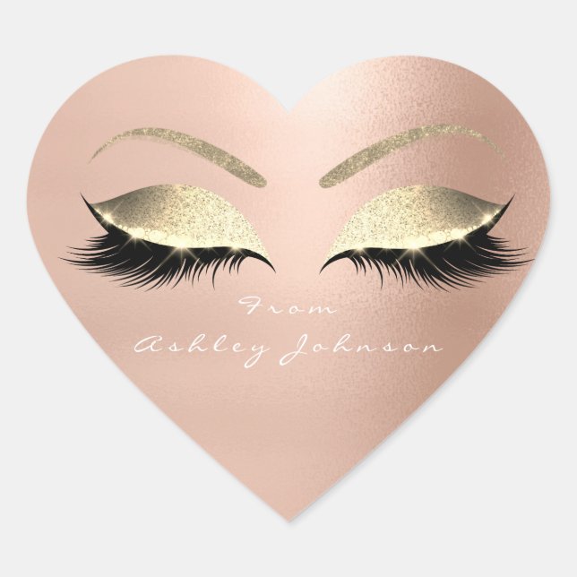 Sticker Cœur White Beauty Salon Parties scintillant Rose Gold L (Devant)