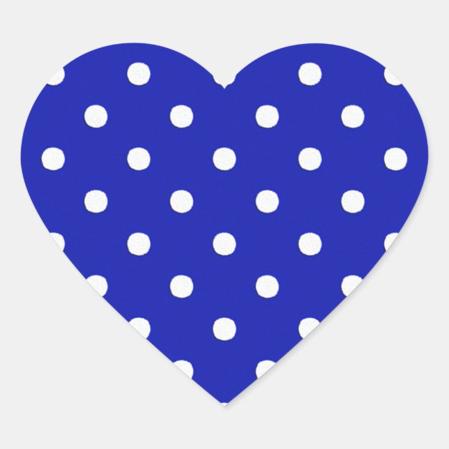 Sticker Cœur white polka dots on blue (Devant)