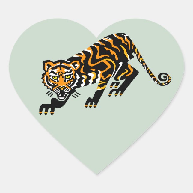 Sticker Cœur Wildcat - J'aime TIGERS - Faune - Nature - Vert (Devant)