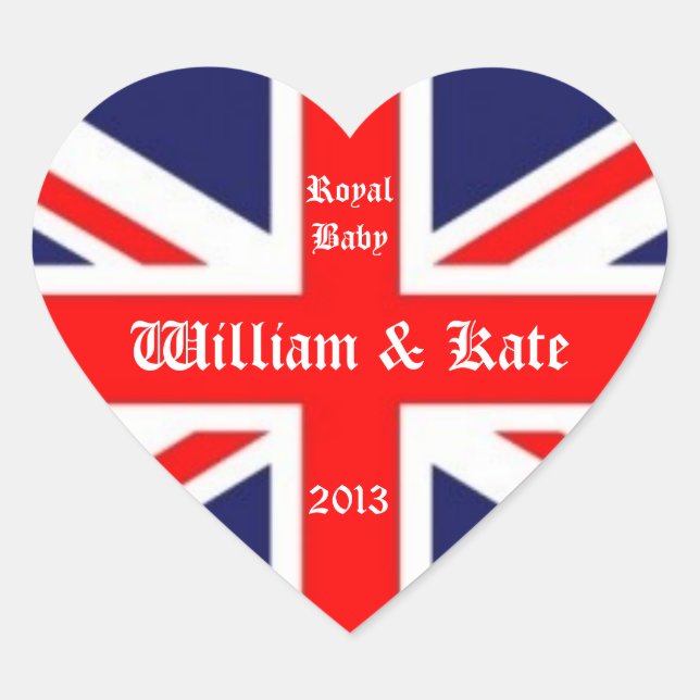 Sticker Cœur William & Kate/Royal Baby-Union Jack (Devant)