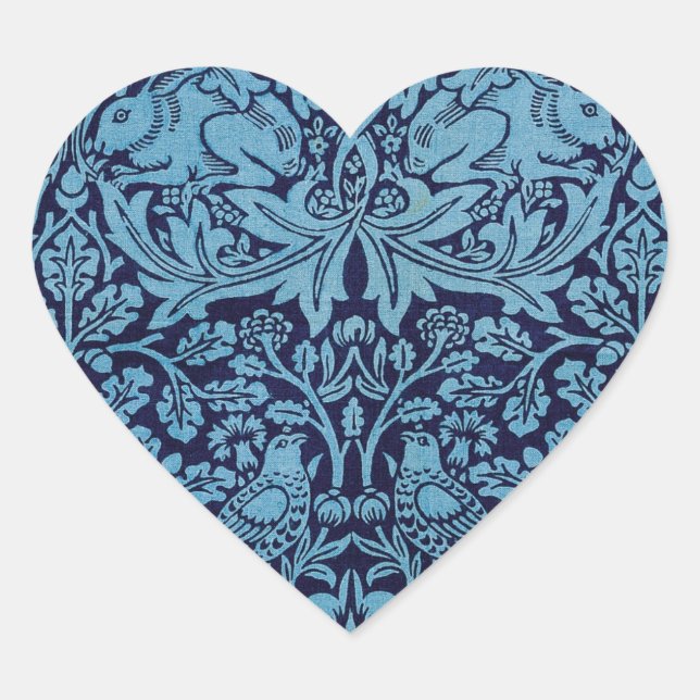 Sticker Cœur William Morris BrotherRabbit (Devant)