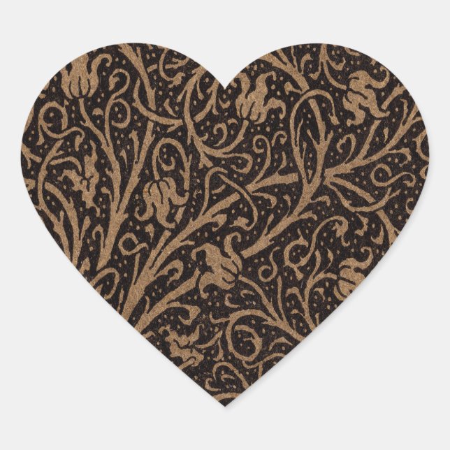 Sticker Cœur William Morris Campion Cuir Damassé (Devant)