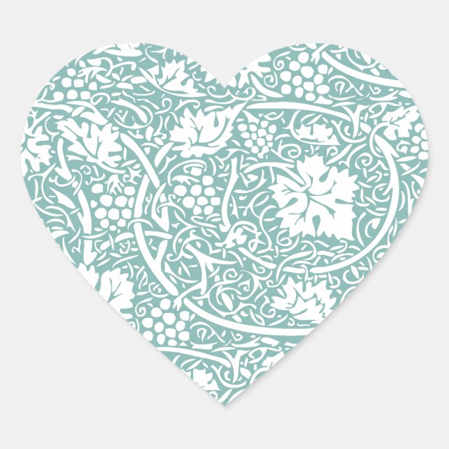 Sticker Cœur William Morris Grape Motif Turquoise Turquoise (Devant)