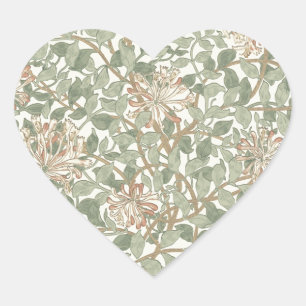 Sticker Cœur William Morris Honeysuckle Vert Floral
