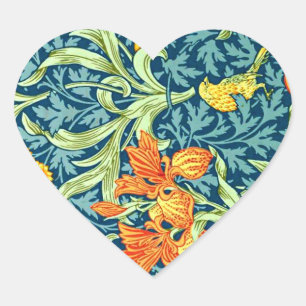Sticker Cœur William Morris - Iris, motif floral vintage
