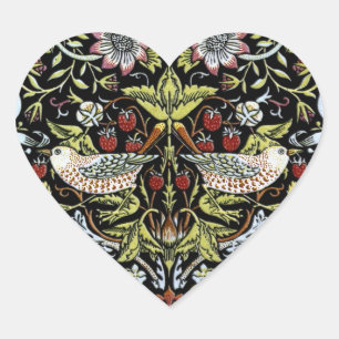 Sticker Cœur William Morris oiseaux et fleurs 2
