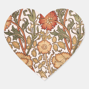 Sticker Cœur William Morris Rose Flower Fond d'écran Motif