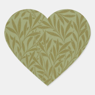 Sticker Cœur William Morris Willow Antique Green Leaf Vine Art