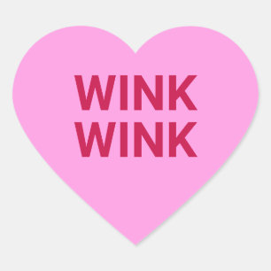 Sticker Cœur Wink rose drôle flirty flirty la Saint Valentin mi