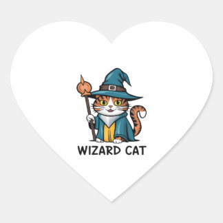Sticker Cœur Wizard Chat avec étoiles amoureux des chats magiqu