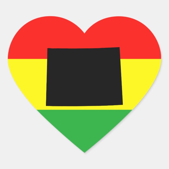 Sticker Cœur Wyoming avec des couleurs Rasta (Devant)