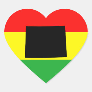 Sticker Cœur Wyoming avec des couleurs Rasta
