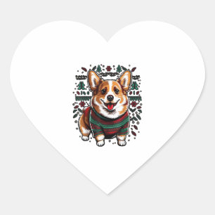 Sticker Cœur Xmas Welsh Corgi Père Noël sur Christmas Welsh Cor