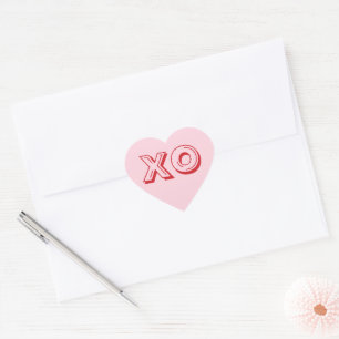 Sticker Cœur XO embrasse et embrasse rose rouge typographie mod