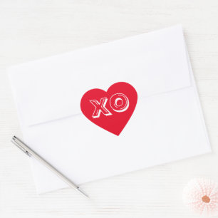 Sticker Cœur XO embrasse et embrasse rouge blanc typographie mo