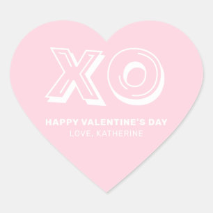 Sticker Cœur XO Heureuse Sainte-Valentin rose moderne coutume m