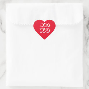 Sticker Cœur XO XO rouge blanc moderne audacieux typographie mi