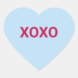 Sticker Cœur XOXO bleu mignon plaisir Valentine's Day conversat