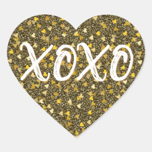Sticker Cœur XOXO Cœurs Dorés Confettis Paillettes