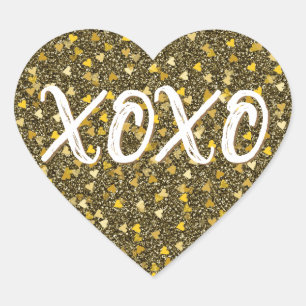 Sticker Cœur XOXO Golden Hearts Confetti Parties scintillant