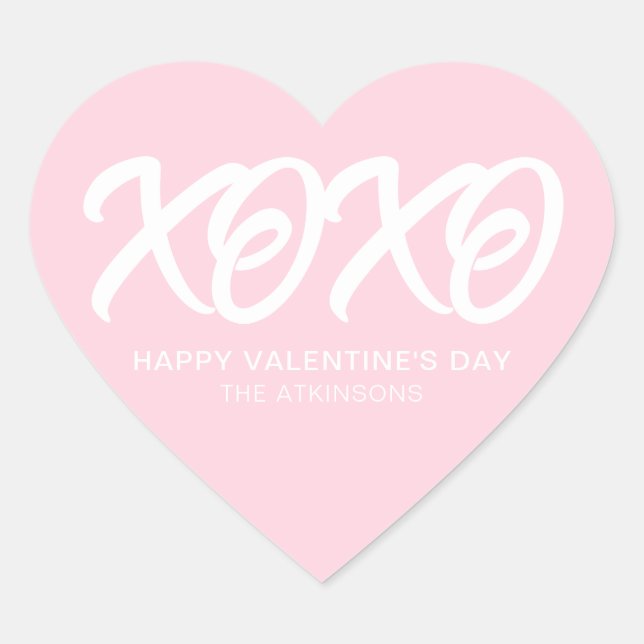 Sticker Cœur XOXO rose mignon moderne personnalisée Saint Valen (Devant)