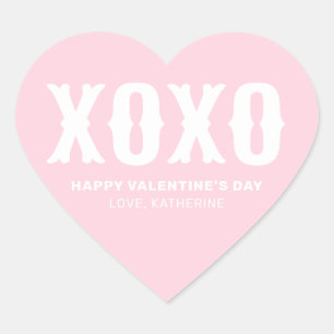 Sticker Cœur XOXO rose mignonne typographie Saint Valentin